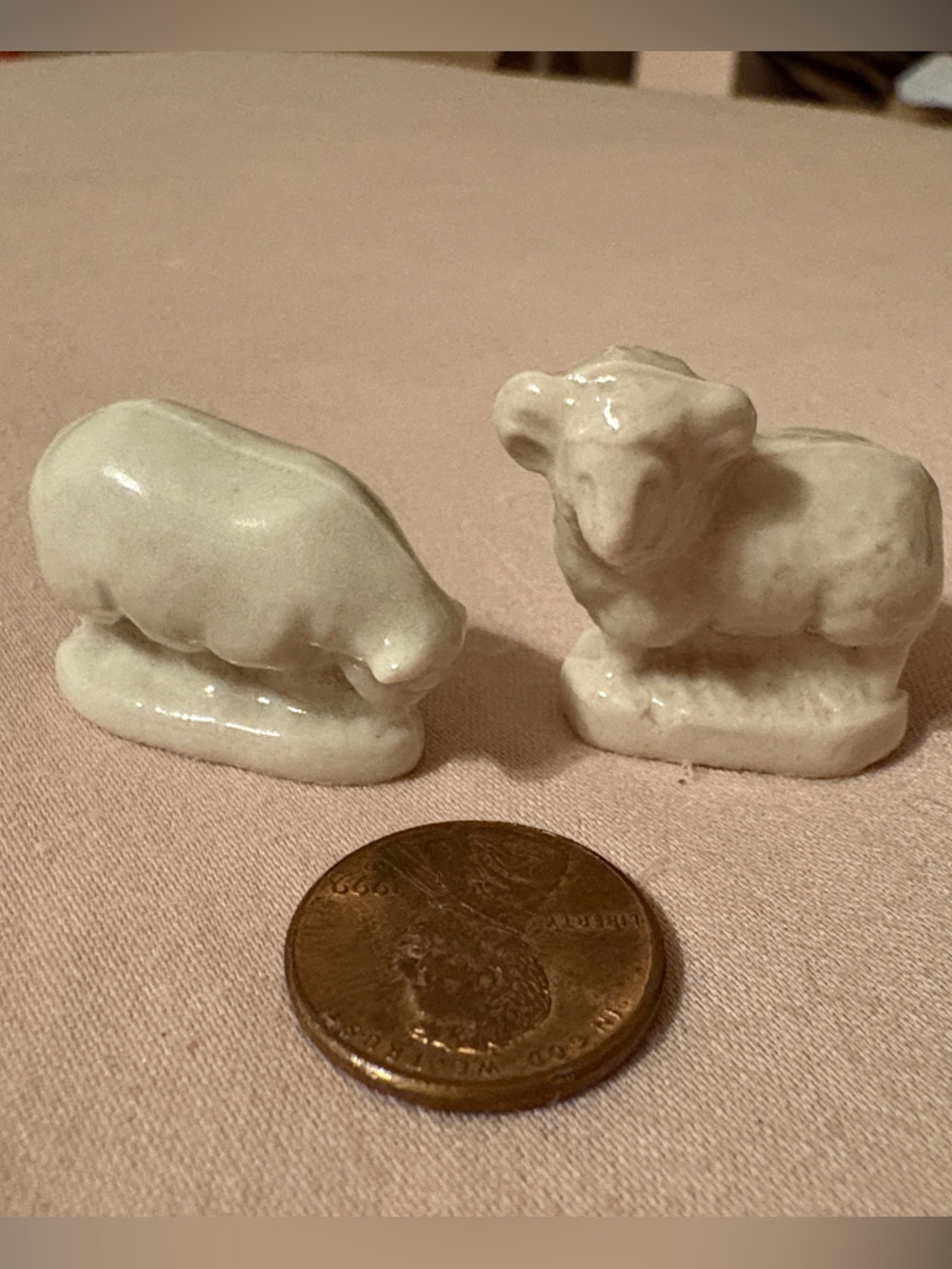 Vintage Pair of White Porcelain Sheep Figurines